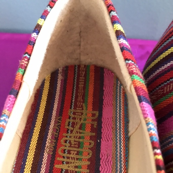 Beacon striped colorful linen slip on flat sandals Guatemalan style size 9.5 - Picture 6 of 13